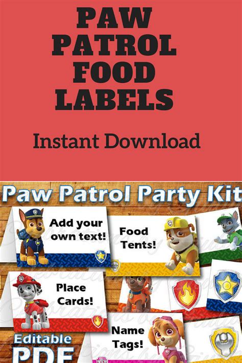 paw patrol food label ideas label design ideas