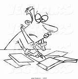 Cartoon Stressed Doing Taxes Outline Coloring His Vector Businessman Leishman Ron Royalty sketch template