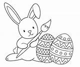 Coloring Easter Pages Kids Bunny Eggs Cute Painting Little sketch template