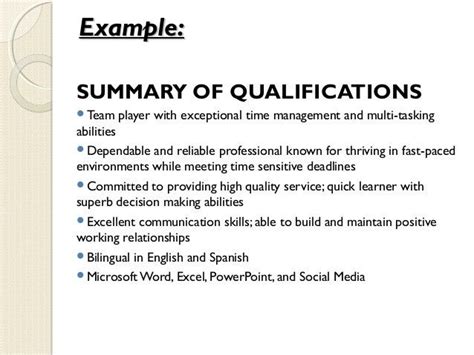 qualification summary summary  qualifications   resume