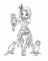 Jadedragonne Dragonne Parrots Sarahcreations Coloriages sketch template