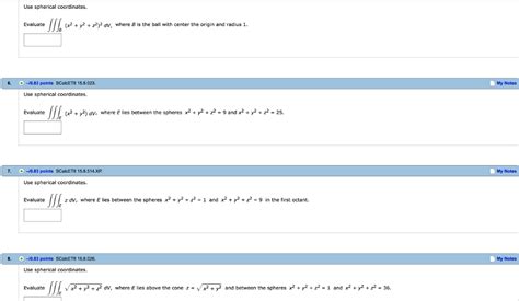 solved  spherical coordinates evaluate    cheggcom