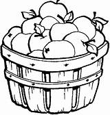 Basket Apple Coloring Pages Clipart Outline Apples Clip Fall Drawing Fruit Printable Cliparts Bushel Cartoon Fruits Template Empty Bucket Color sketch template