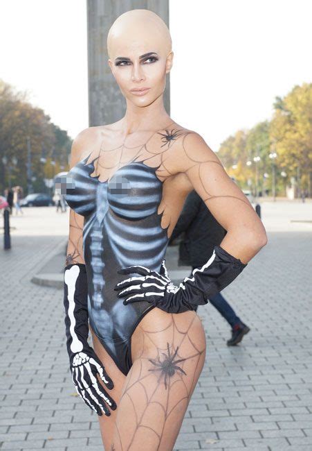 Model Steps Out Naked In Body Paint Halloween Costume Ok