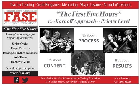 page ad september  fase foundation   advancement  string education