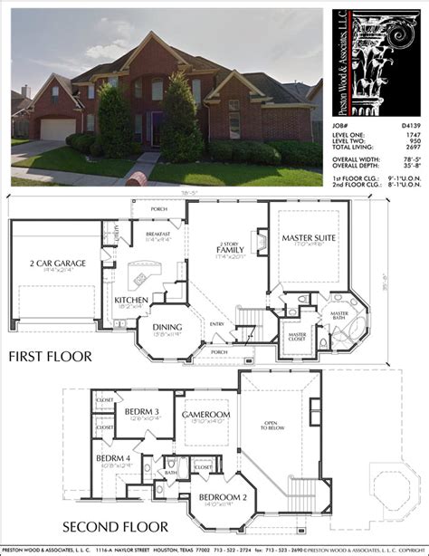 story house plans home blueprint  unique housing floor plan preston wood associates
