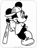 Minnie Coloring Baseball Mouse Pages Sports Disneyclips Mickey Bat Leaning Funstuff sketch template