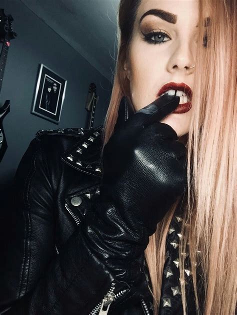 Lederlady ️ Sexy Leather Outfits Leather Jacket Girl Gloves Fashion