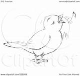 Bird Singing Outline Coloring Cute Clipart Illustration Royalty Rf Bannykh Alex Regarding Notes sketch template