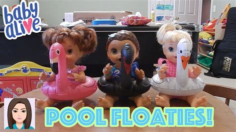baby alive triplets test  pool floaties youtube