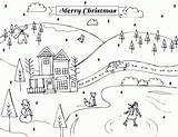 Winter Coloring Clipart Scene Pages Christmas Printable Wonderland Printables Scenery Children Print Scenes Clip Childrens Kids Cards Holidays Round Rowan sketch template