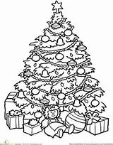 Coloring Christmas Tree Printable Pages Presents Color Kids Print Trees 1288 Worksheet Education Printables Drawing Part Holiday Visit Choose Board sketch template