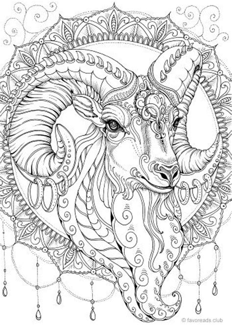 goat printable adult coloring page  favoreads coloring etsy