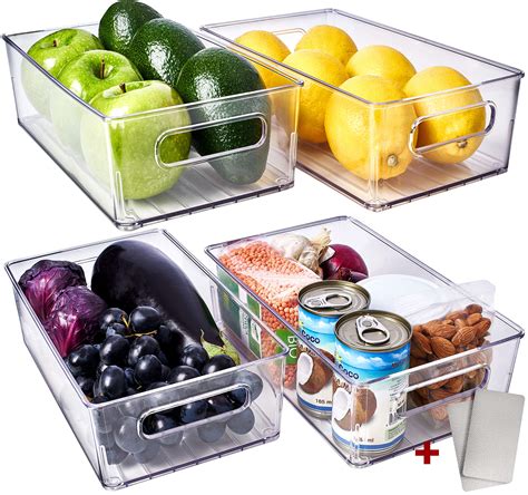 organizer bins storage fridge refrigerator freezer food kitchen clear  pack