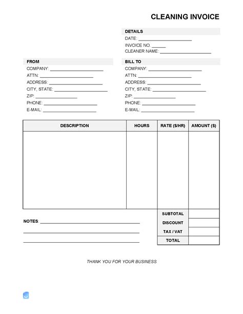 house cleaning invoice template
