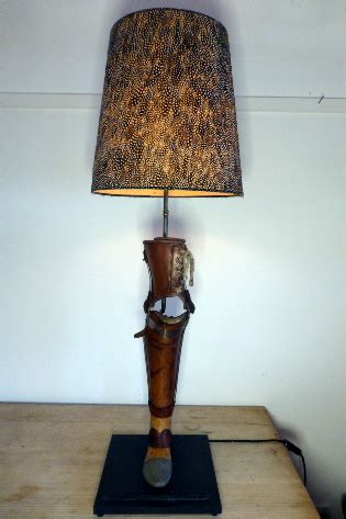 prosthetic leg lamp  reclaimed lighting antiques