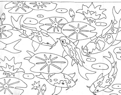 koi fish pond coloring page coloring pages