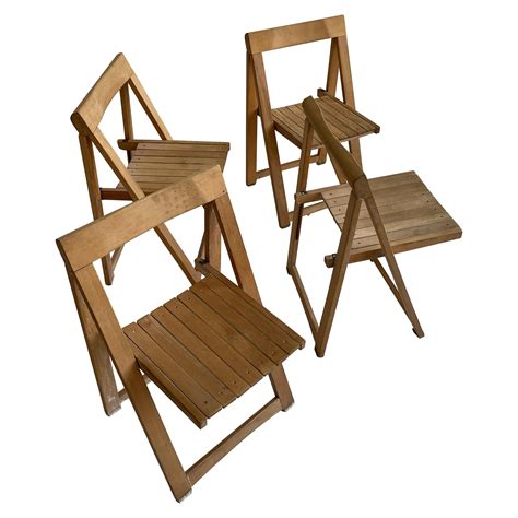 set   danish modern folding teak  rope dining side chairs