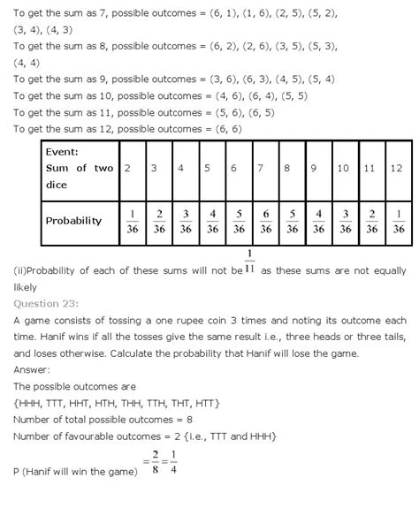 probability class  mathematics ncert solutions