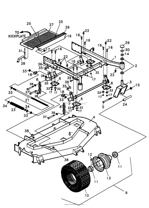 bunton bobcat ryan   zt  cutterdeck parts diagram  cradle caster assembly