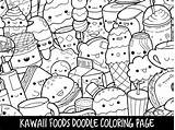 Coloring Kawaii Pages Cute Printable Doodle Food Foods Print Girls Colouring Kids Adults Color Colorings Getcolorings Adult Getdrawings Moj Etsy sketch template