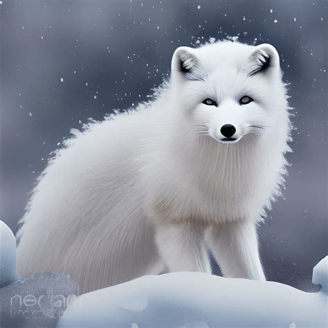 beautiful white fluffy arctic fox  snow  robin red creative
