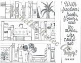 Bookshelf Coloring Instant Digital sketch template