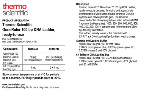 Ladder 2018 Thermo Scientific Generuler 100 Bp Dna Ladder Ready To Use