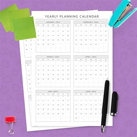 yearly planning calendar template template printable