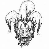 Jester Scary Evil Drawing Joker Skull Face Tattoo Drawings Designs Wicked Clown Cartoon Leprechaun Tattoos Cry Head Demonic Later Coloring sketch template