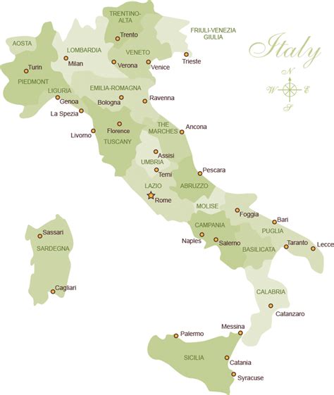 cooking vacations map  italy regions italy map map  italy