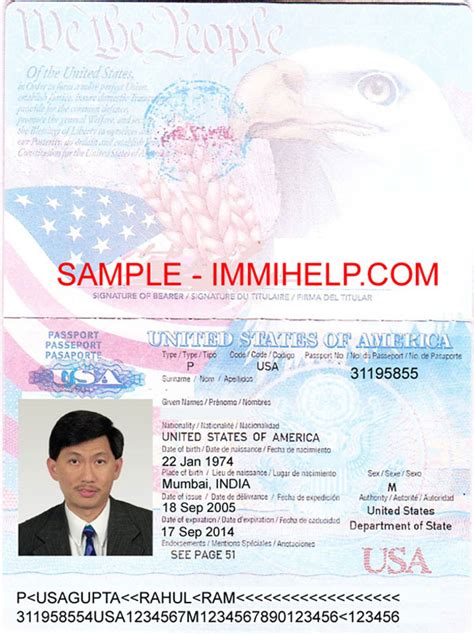 sample american passport usa passport united states passport immihelp