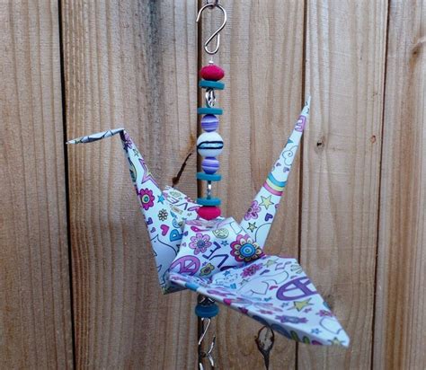 huge origami peace crane hanging decoration hand folded vinyl etsy