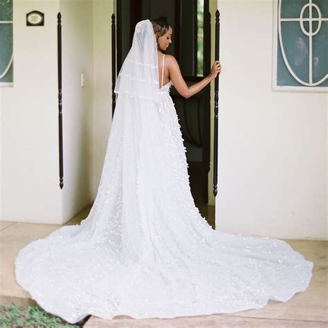 wearing  wedding veil