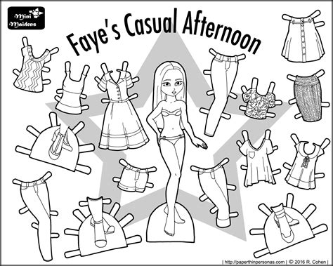 fayes casual afternoon paper doll coloring sheet