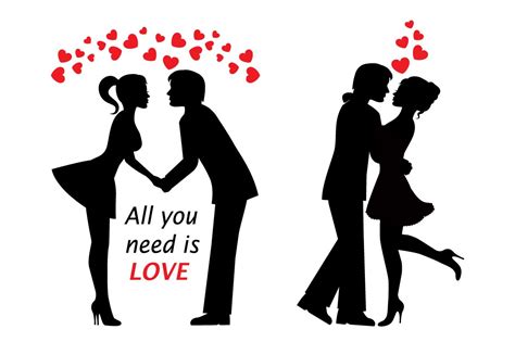 Silhouettes Of Couples In Love Custom Designed Graphics