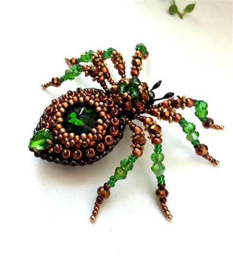beaded spider brooch insect brooch insect pin beetle