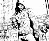 Robin Arkham Batman City Red Coloring Weapon Pages Yumiko Fujiwara sketch template