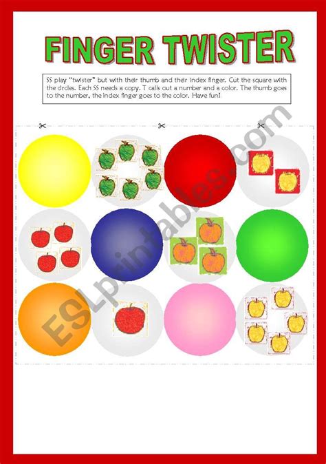 finger twister esl worksheet  tinette