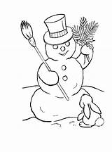 Snowman Coloring Pages Christmas Print Printable Color Rabbit Kids Family D615 Children Abominable Hat Drawing Cartoon Getdrawings sketch template