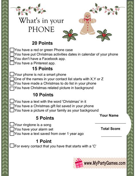 whats   cell phone christmas game  printable