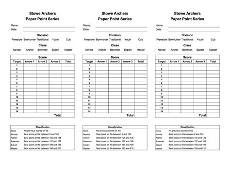 printable archery score sheet template printable templates