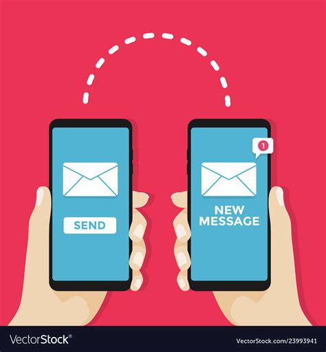 sending message concept hand holding phone vector image