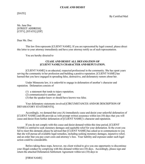 cease and desist letter template 17 samples for word and pdf