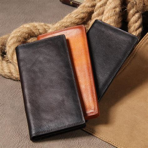 cool leather mens long wallet bifold slim long wallet  men