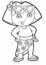 Dora Coloring Explorer Vacation Pages Summer Netart Color Beach Sheets Kids Book Disney Colouring Print sketch template