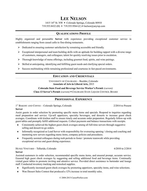 sample resume restaurant server restaurant resume server resume