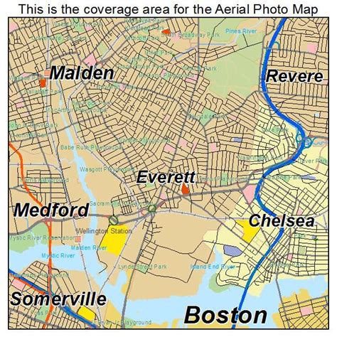aerial photography map  everett ma massachusetts