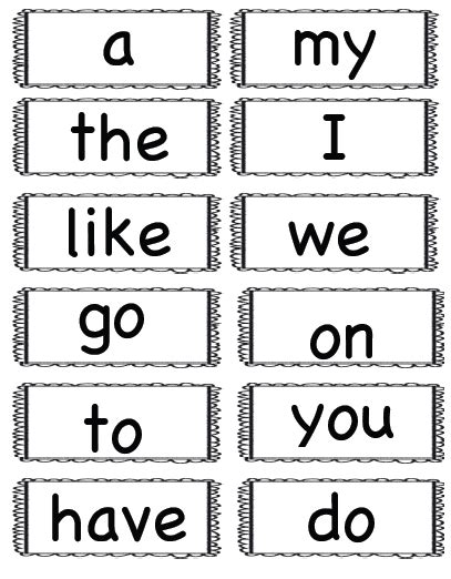 printable kindergarten sight word flash cards ratehon
