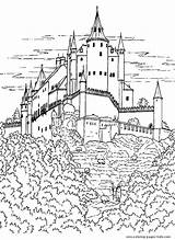 Castle Coloring Pages Printable Castles Sheets Medieval Adults Color Kids Knights Hogwarts Colouring Fantasy Shepherd Sheep Hill Adult Print Found sketch template